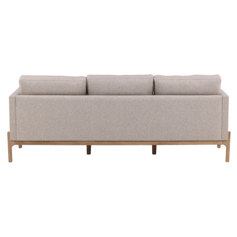 Canapé droit 3 places en tissu beige pieds bois BALBOA