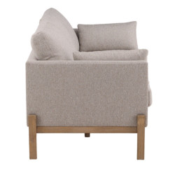 Canapé droit 3 places en tissu beige pieds bois BALBOA