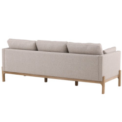 Canapé droit 3 places en tissu beige pieds bois BALBOA