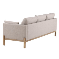 Canapé droit 3 places en tissu beige pieds bois BALBOA