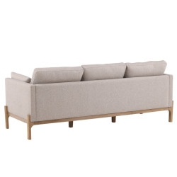 Canapé droit 3 places en tissu beige pieds bois BALBOA