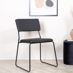 Lot de 2 chaises en simili noir PIZAKA