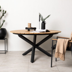 Table à manger intérieur extérieur en bois et métal FANATA