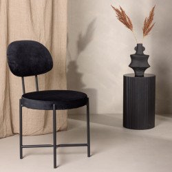 Lot de 2 chaises modernes en velours noir LIONELA