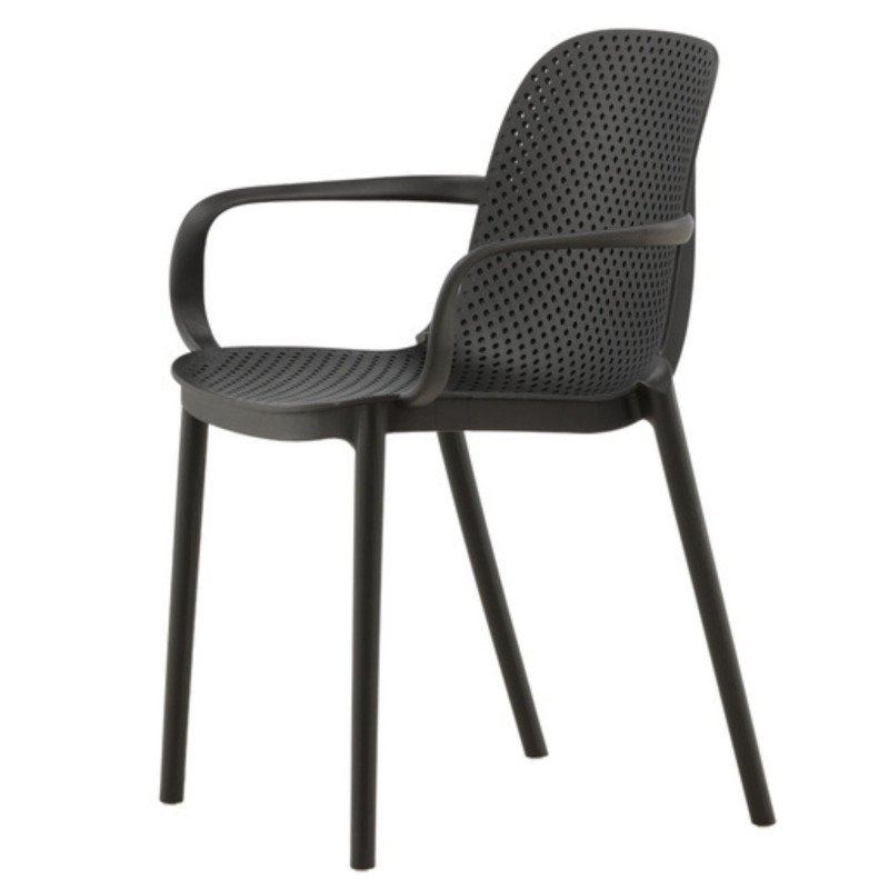 Chaise moderne en plastique durable noir ISAIH