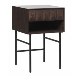 Table de nuit rustique de couleur maron en bois 46x46 PRESTINA