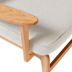 Fauteuil rétro en bois certifié et tissu gris JAKAIO