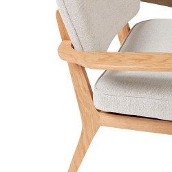 Fauteuil rétro en bois certifié et tissu gris JAKAIO