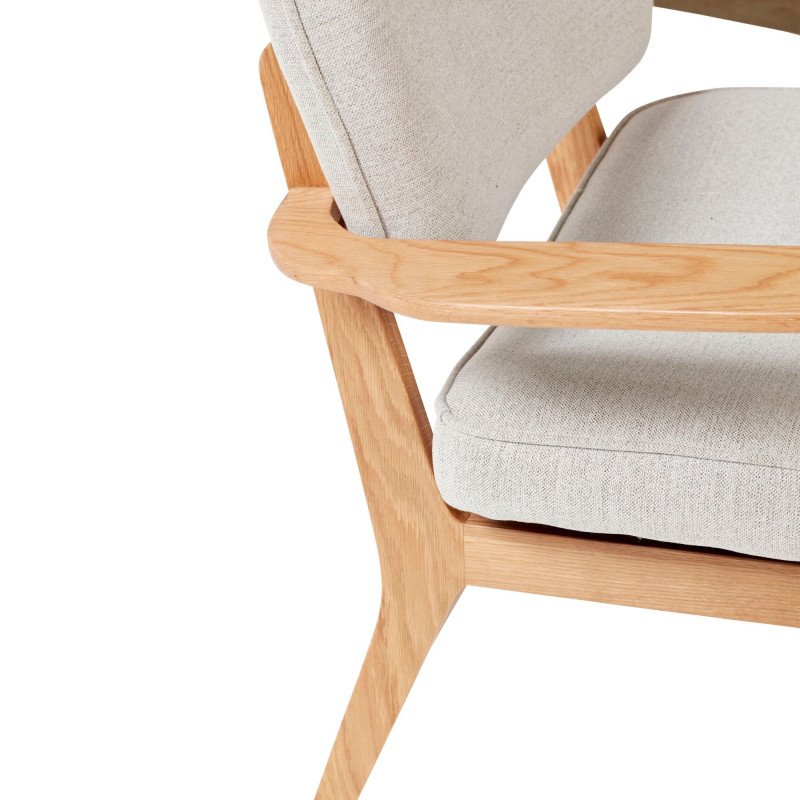 Fauteuil rétro en bois certifié et tissu gris JAKAIO