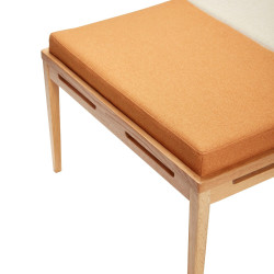 Banc large scandinave en tissu bicolore orange et beige BAKOU