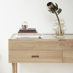 Console à tiroirs et vitrine en bois clair ACACIA