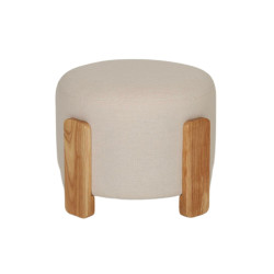 Pouf moderne en tissu et bois blanc CODY