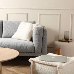 Pouf carré en tissu bouclé blanc TINO