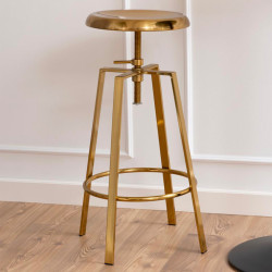 Tabouret hauteur réglable en métal doré CANADA