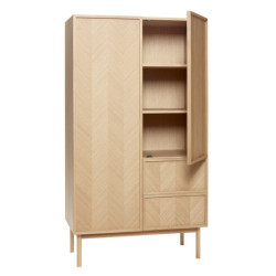 Armoire 2 portes 2 tiroirs motif chevrons en bois PAMILA