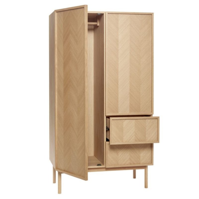 Armoire 2 portes 2 tiroirs motif chevrons en bois PAMILA