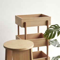 Tabouret rond 3 pieds en bois clair NORTO