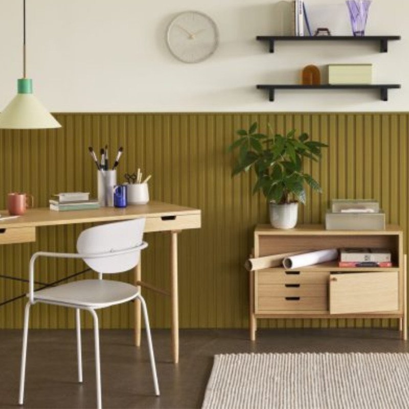 Bureau minimaliste 2 tiroirs en bois clair SCOLO