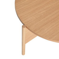 Table basse ronde pieds en croix en bois certifié HAZELA