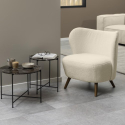 Fauteuil en tissu bouclé crème MBEMBA