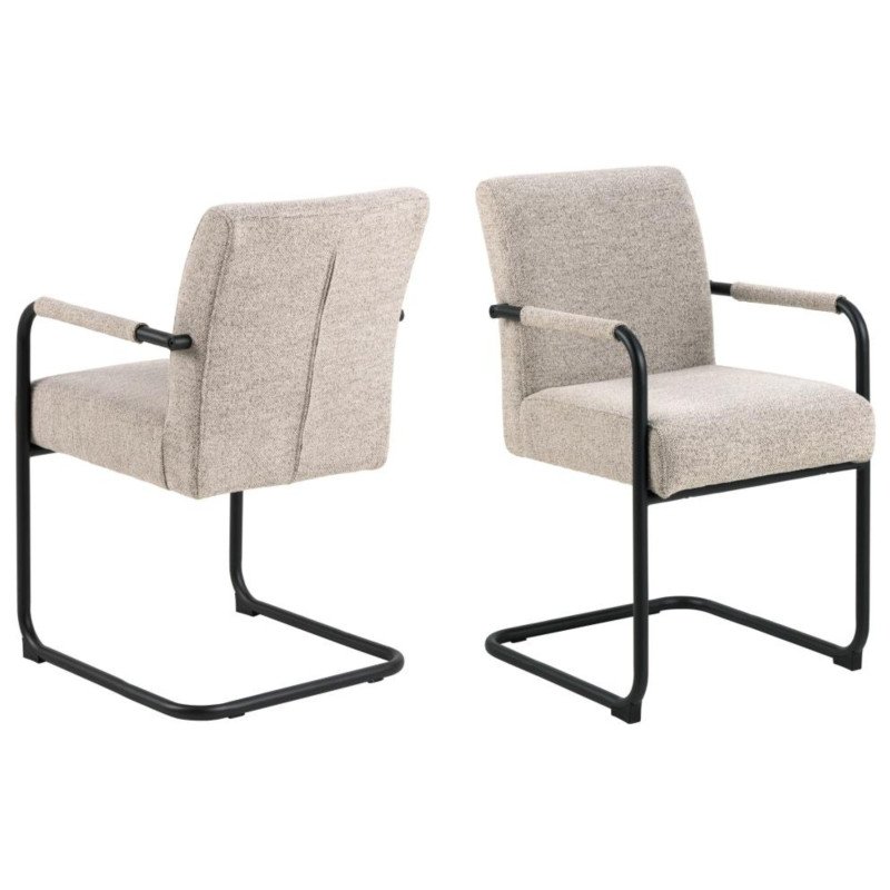 Lot de 2 chaises en tissu beige PENNYTA