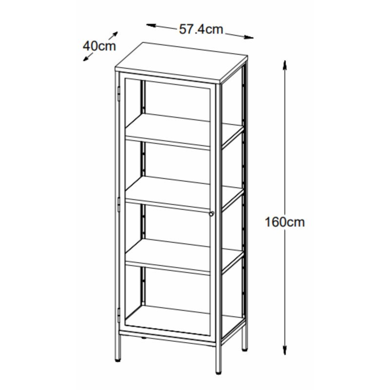 Armoire en hauteur une porte 160cm noire HALBA