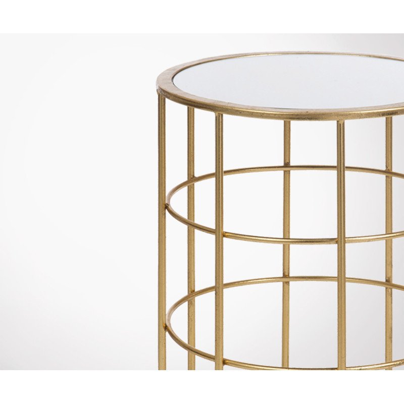 Table d'appoint circulaire métal doré style art déco SATURNE