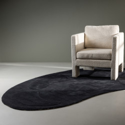 Tapis en tissu noir ovale HAINO