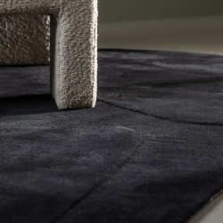 Tapis en tissu noir ovale HAINO