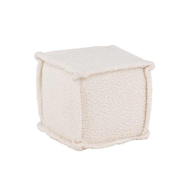 Pouf en tissu bouclé beige CASTYO