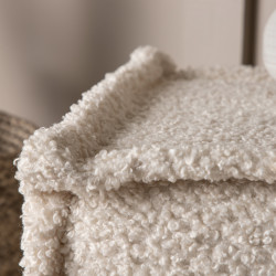 Pouf en tissu bouclé beige CASTYO