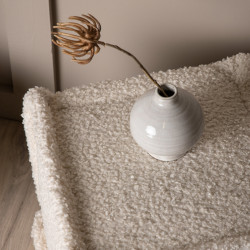 Pouf en tissu bouclé beige CASTYO