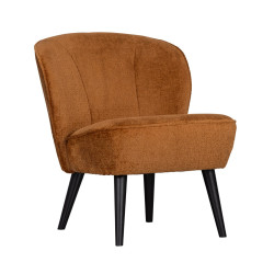 Fauteuil crapaud en velours bouclé cognac SAMPAIO - Top qualité