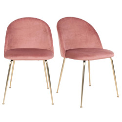 Lot de 2 chaises en velours et pieds en métal doré ANDREA - 4 couleurs