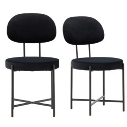 Lot de 2 chaises modernes en velours noir LIONELA