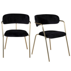 Lot de 2 chaises modernes en velours pieds dorés RUSSEL