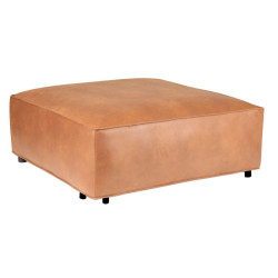 Pouf carré en eco-cuir camel NORVO