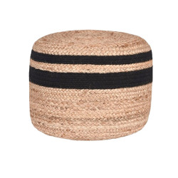 Pouf jute naturel et noir design 35cm marque Label 51 - À saisir !