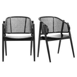 Lot de 2 chaises en bois et cannage noir MEDINA, tendance actuelle