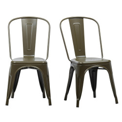 Lot de 2 chaises en métal vert ANA