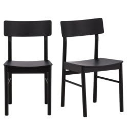 Lot de 2 chaises salle à manger en bois noir TRENAU