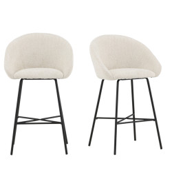 Lot de 2 tabourets de bar en tissu bouclé blanc VILPAX