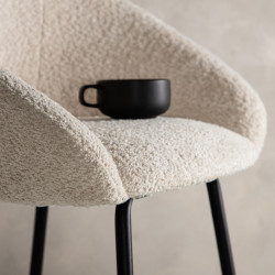 Lot de 2 tabourets de bar en tissu bouclé blanc VILPAX