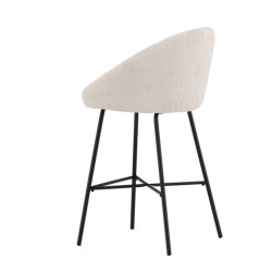 Lot de 2 tabourets de bar en tissu bouclé blanc VILPAX