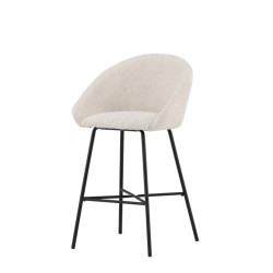 Lot de 2 tabourets de bar en tissu bouclé blanc VILPAX