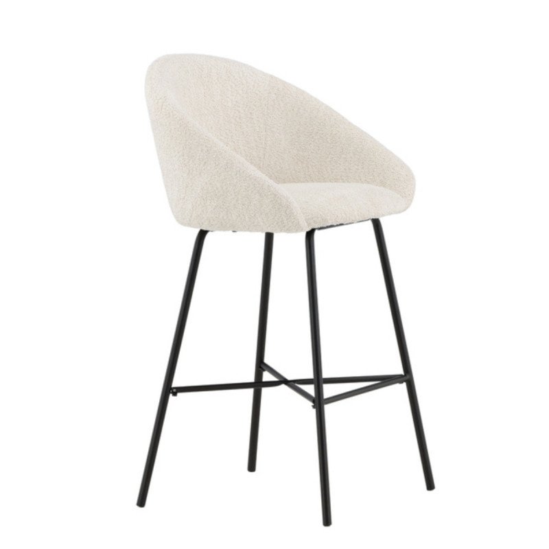 Lot de 2 tabourets de bar en tissu bouclé blanc VILPAX