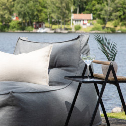 Fauteuil d'extérieur pouf en tissu gris DANGO