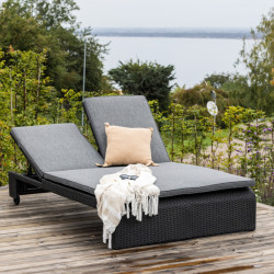 Transat 2 personnes avec coussin gris LONTO