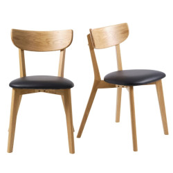 Lot de 2 chaises en bois avec coussin noir PERLA