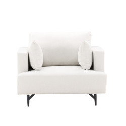 Fauteuil en tissu beige moderne SANAF